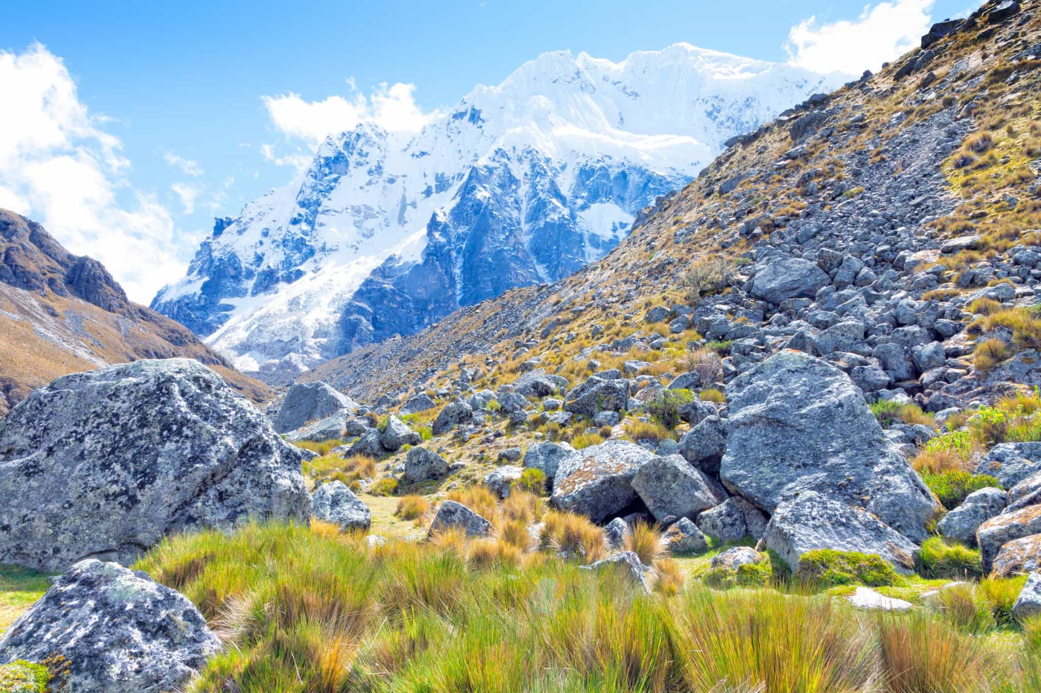 View of Salkantay Mountain from the Salkantay Pass in Peru