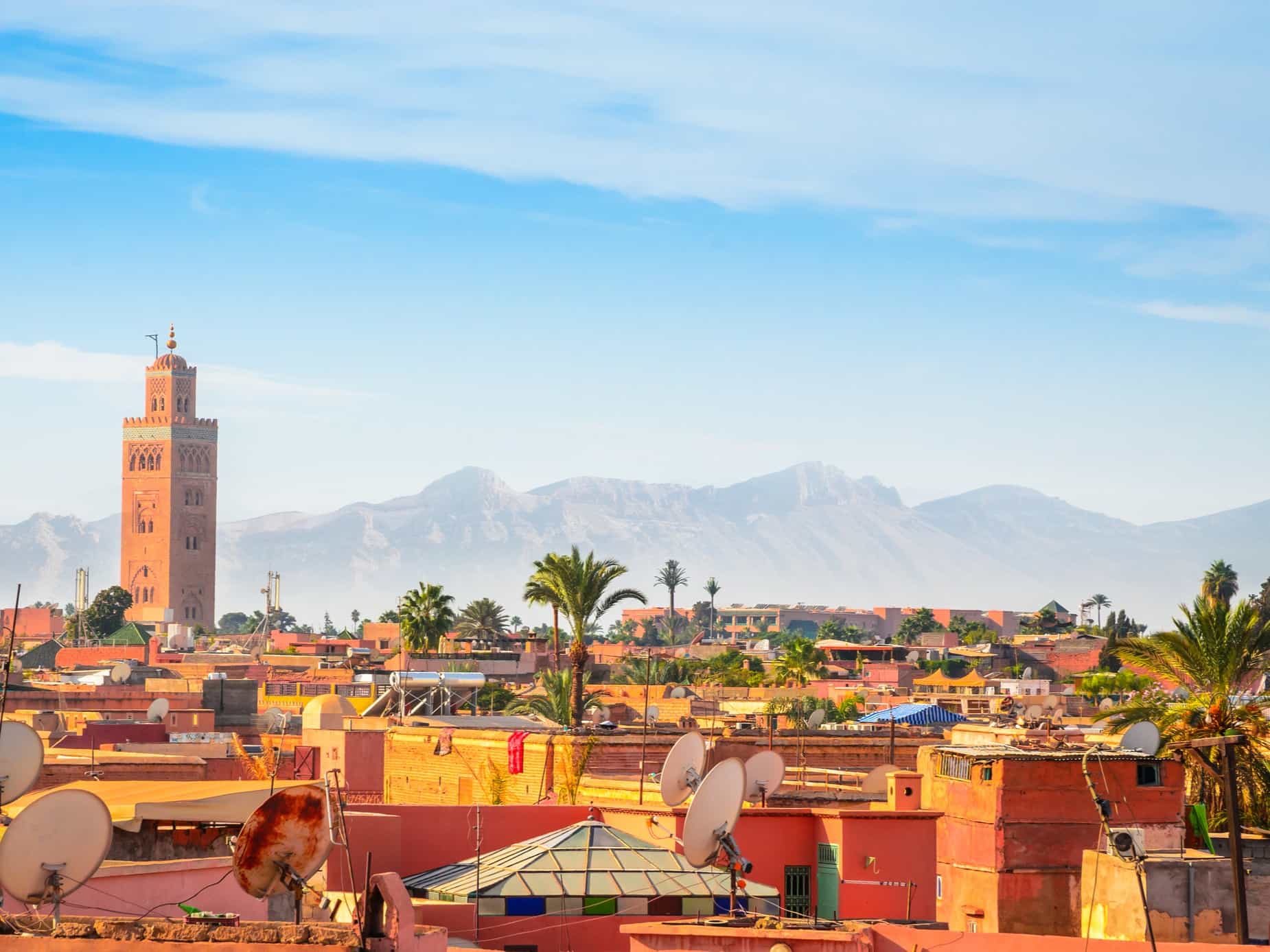 The rooftops of Marrakesh, Morocco.