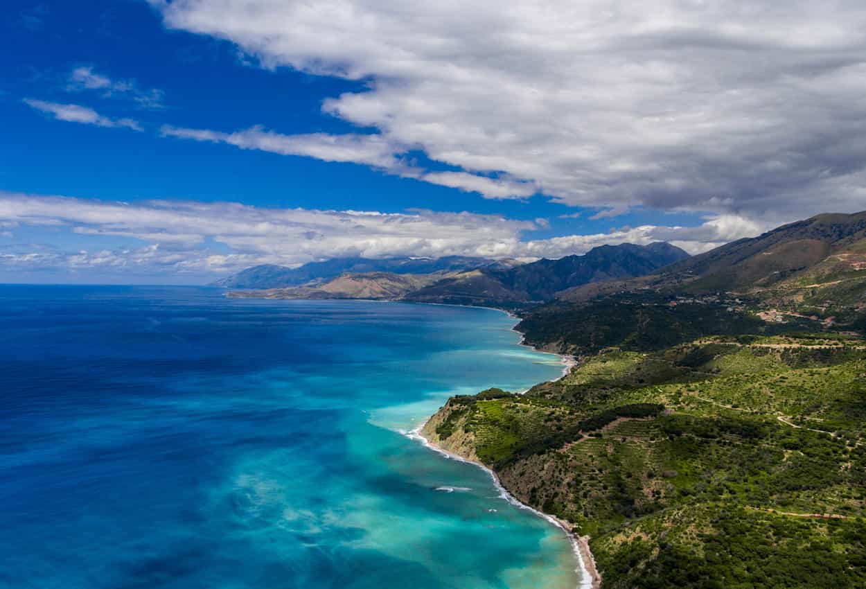 Aerial view of the stunning Albanian Riviera.