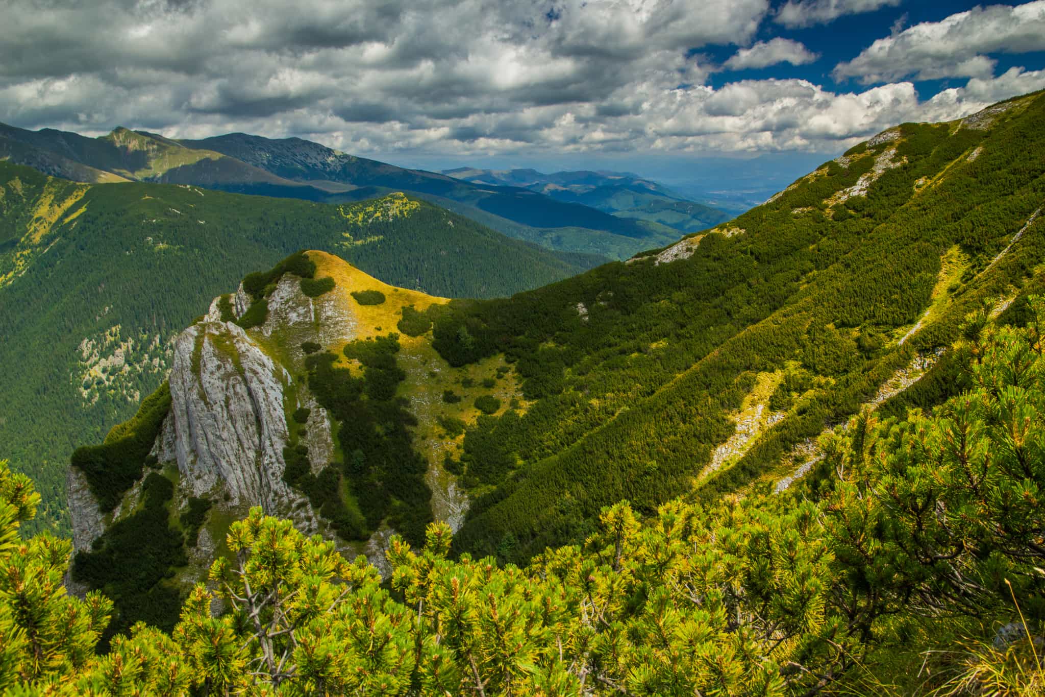 View of the Retezat Mountains near Piatra Iorgovanului, Romania.