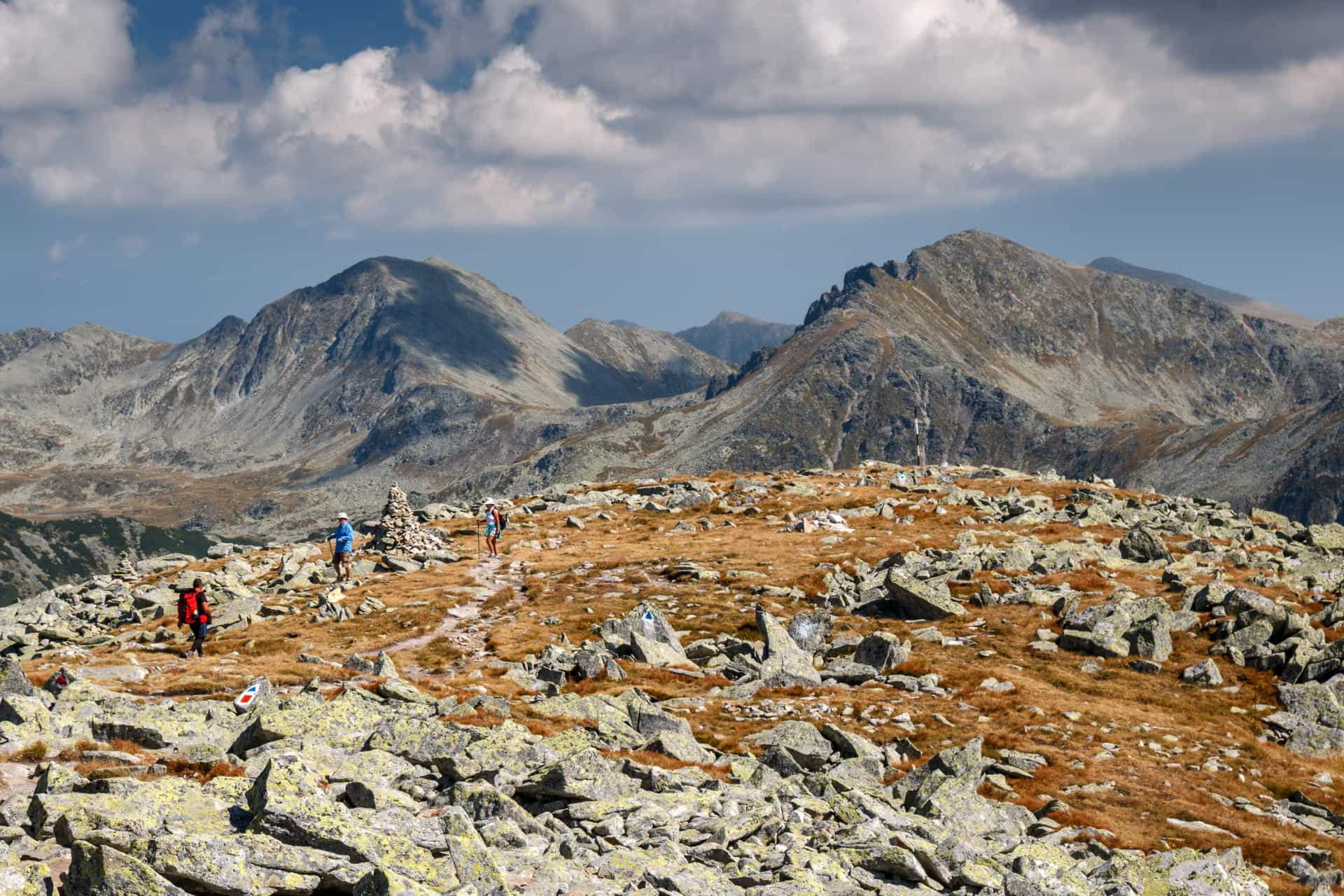 Hikers in the Retezat Mountians, Romania.