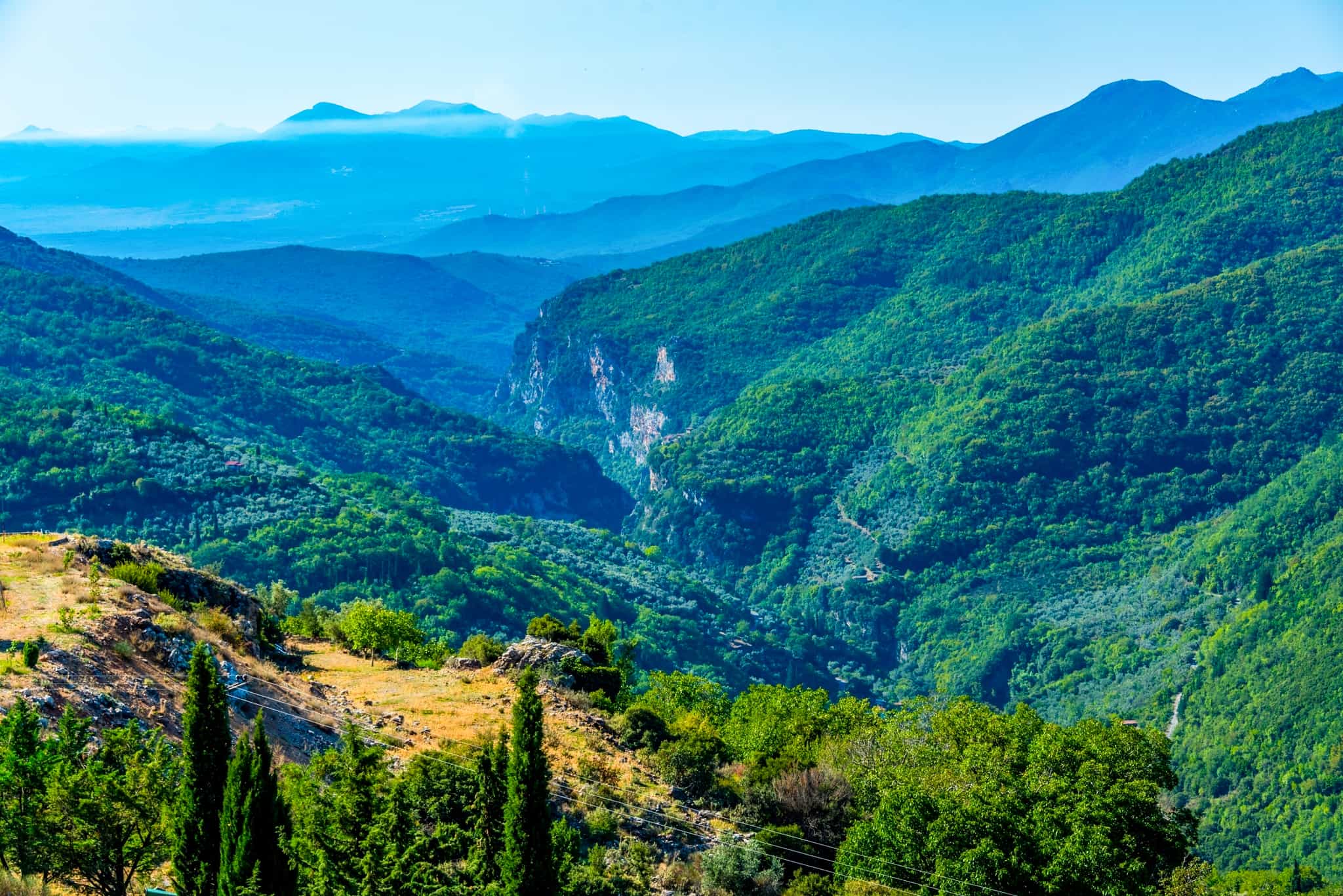 Sweeping views along the Menalon Trail in Greece.