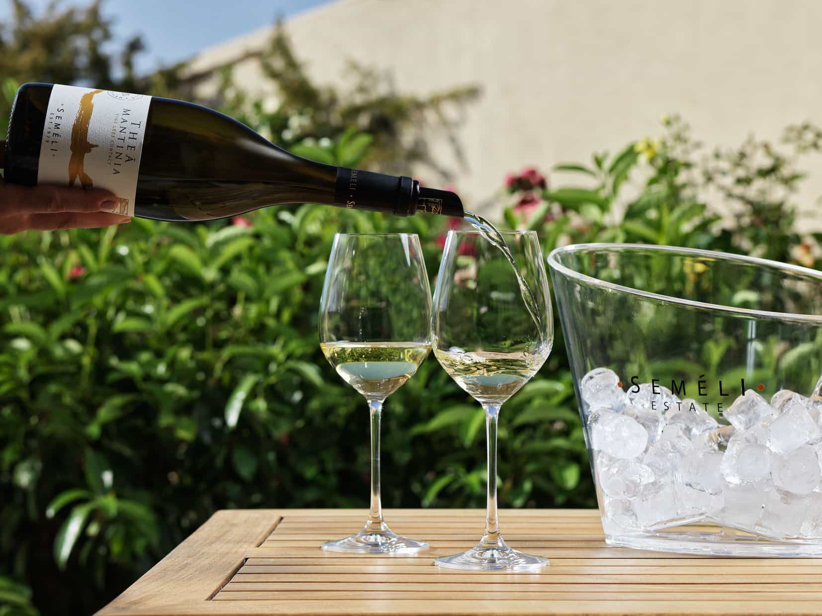 Award winning wines being poured at Semeli Estate, Greece