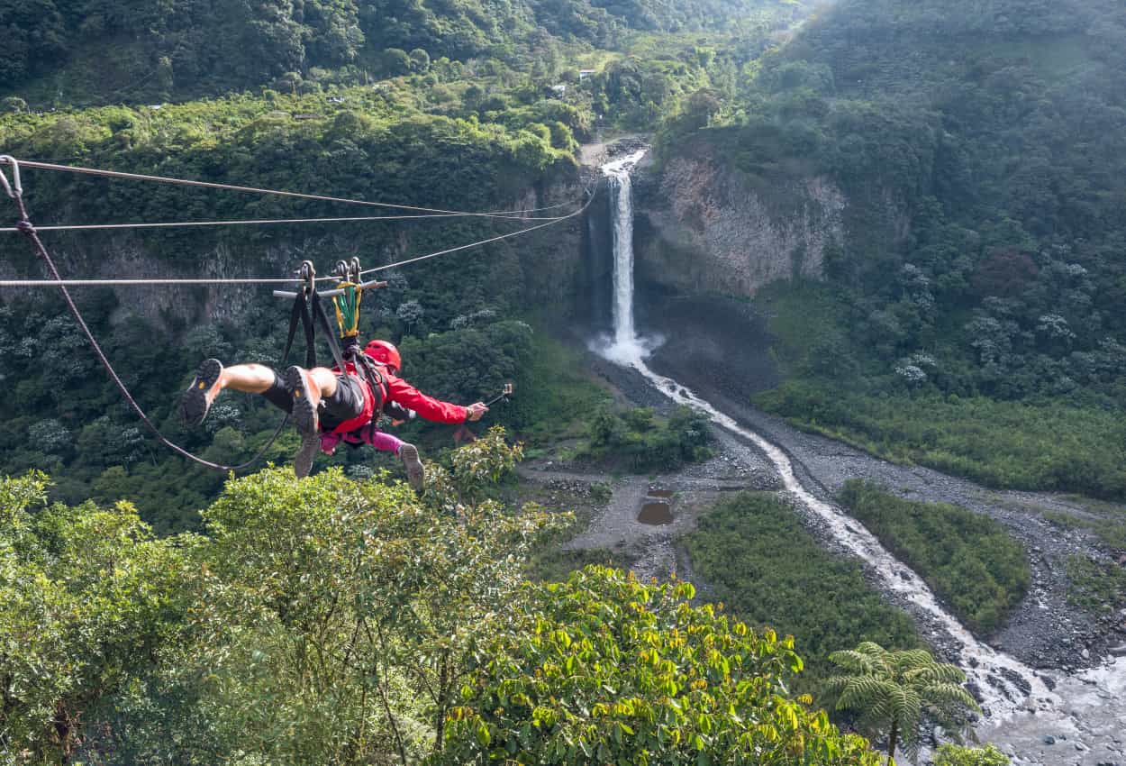 Zipline in Banos, Ecuador.