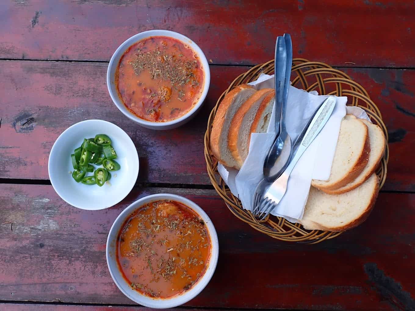Traditional food at Cabana Buta, Retezat Mountains.