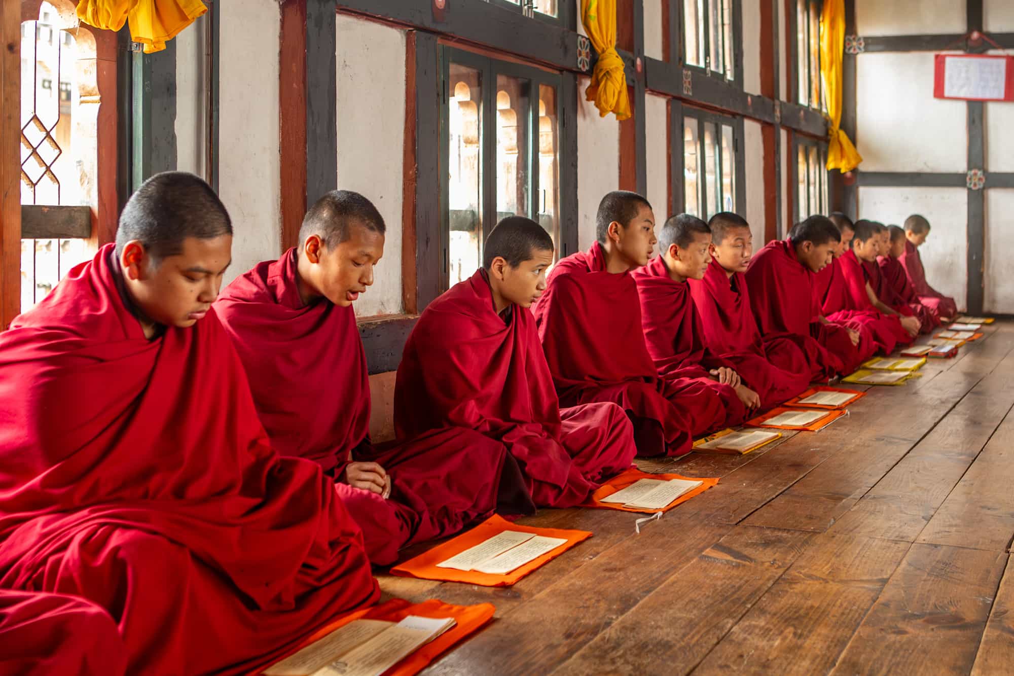 Monks, at Punakha Dzong, Bhutan.