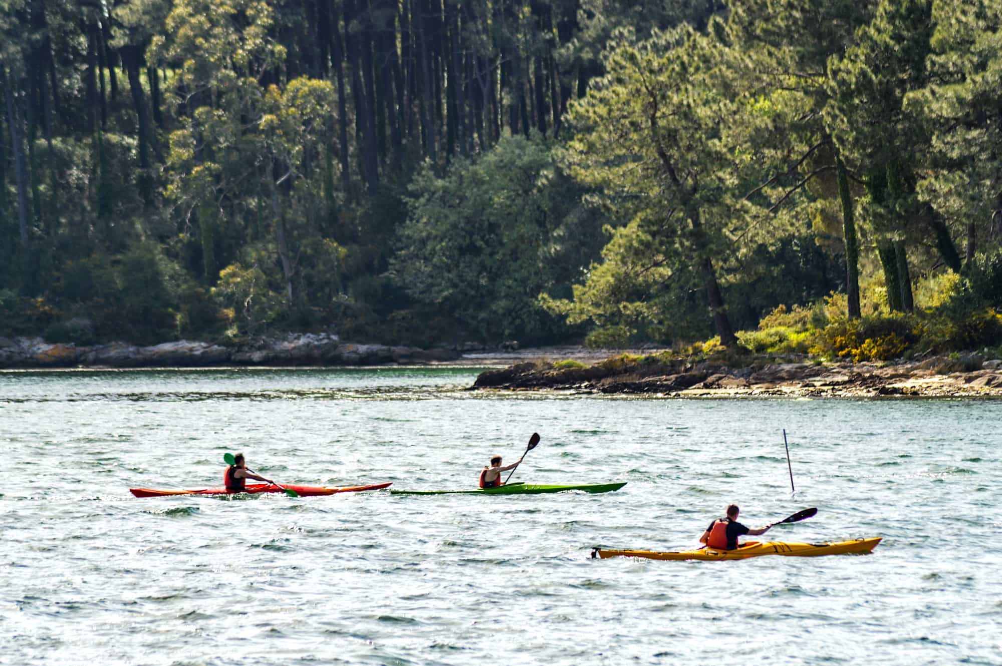 Kayaking a section of the Camino del Mar, Galicia, Spain.