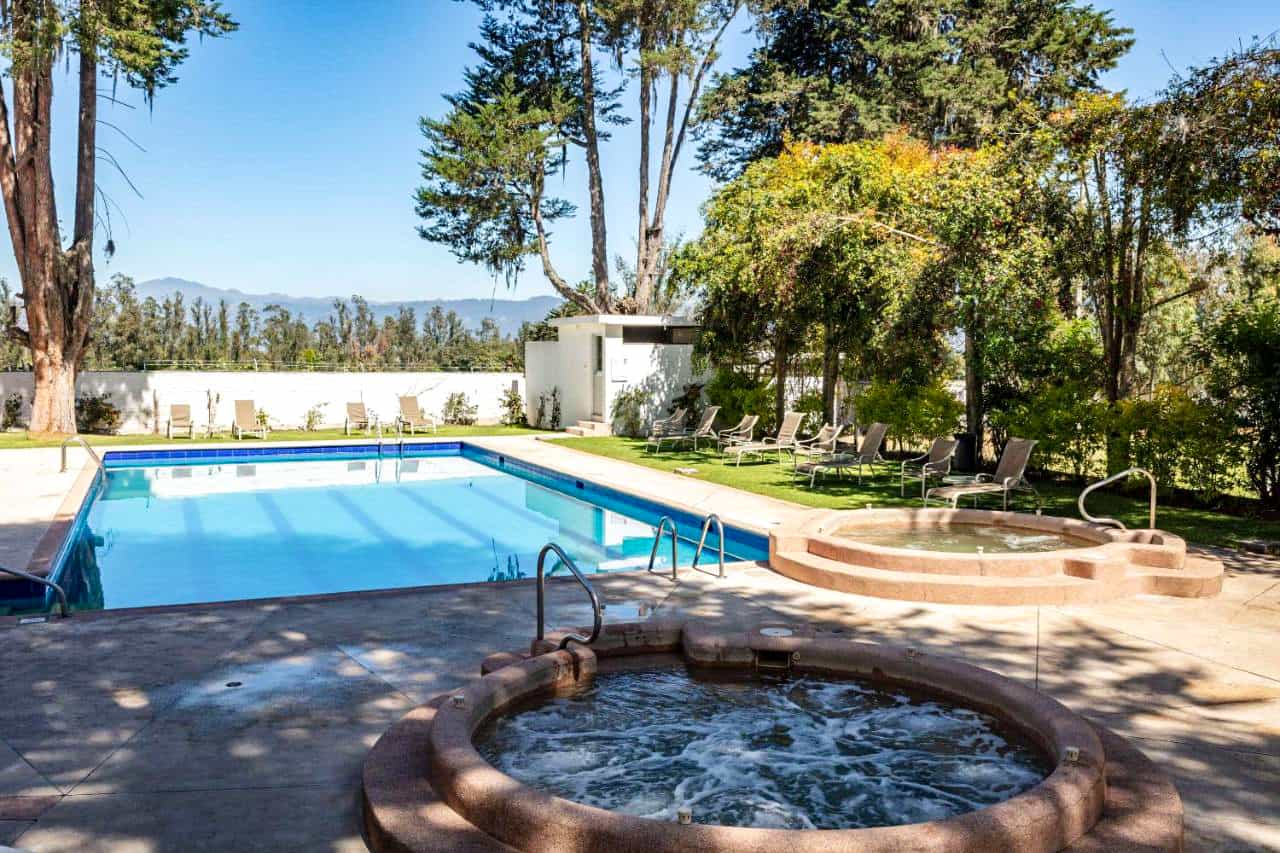 Pool and grounds at San Jose de Puembo Hotel, Quito