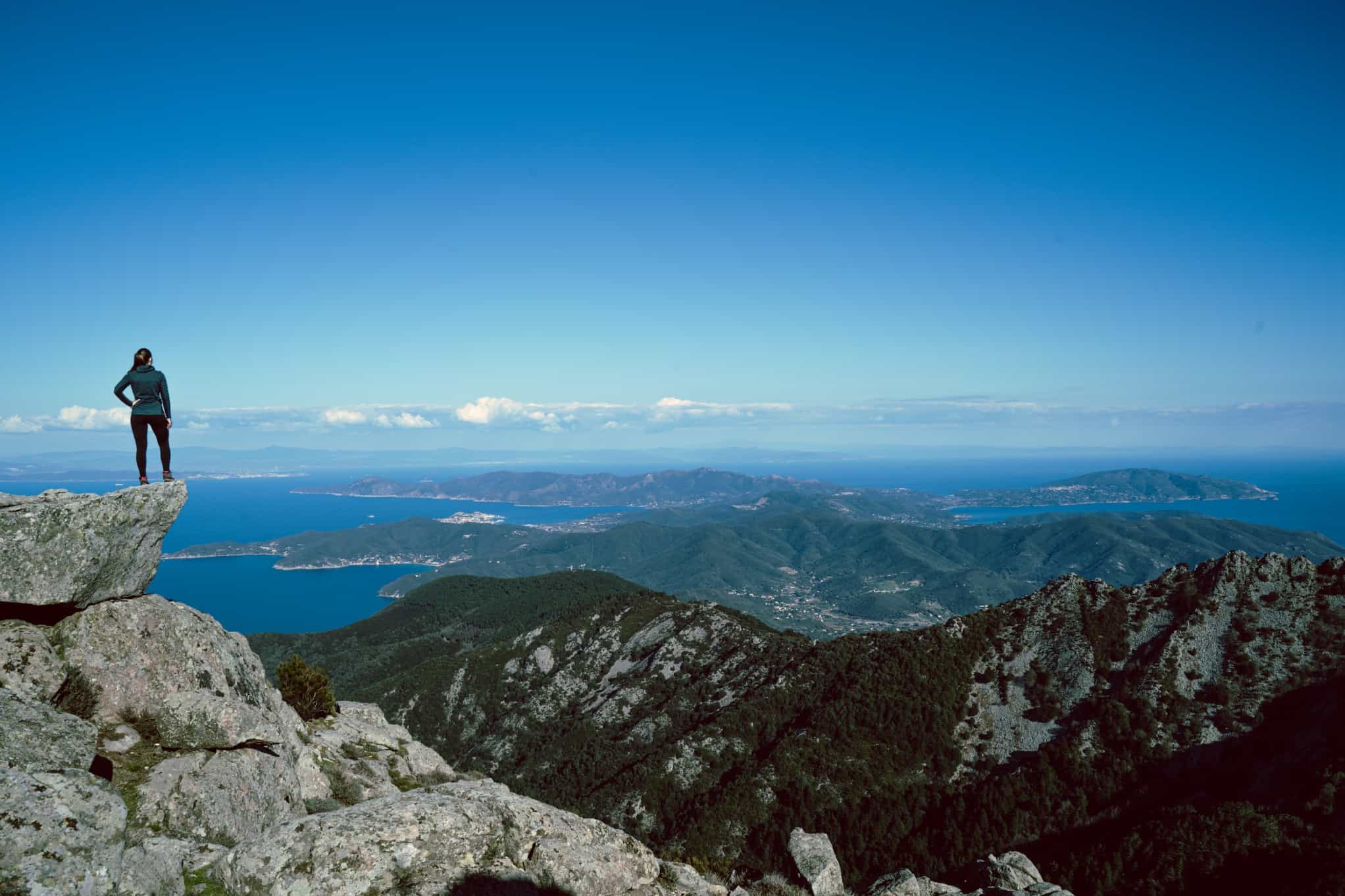 Hiker on Monte Capanne summit, Elba