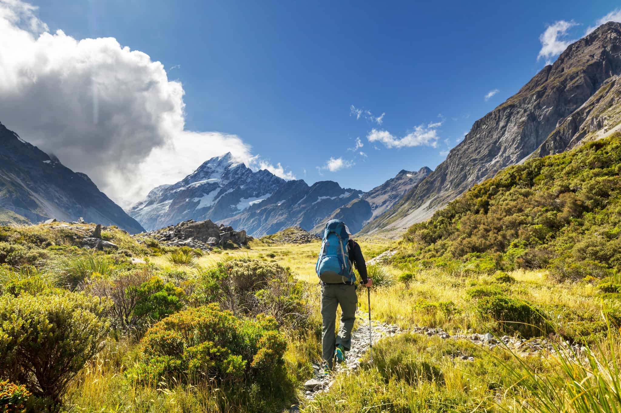 Hiker in New Zealand's Southern Alps