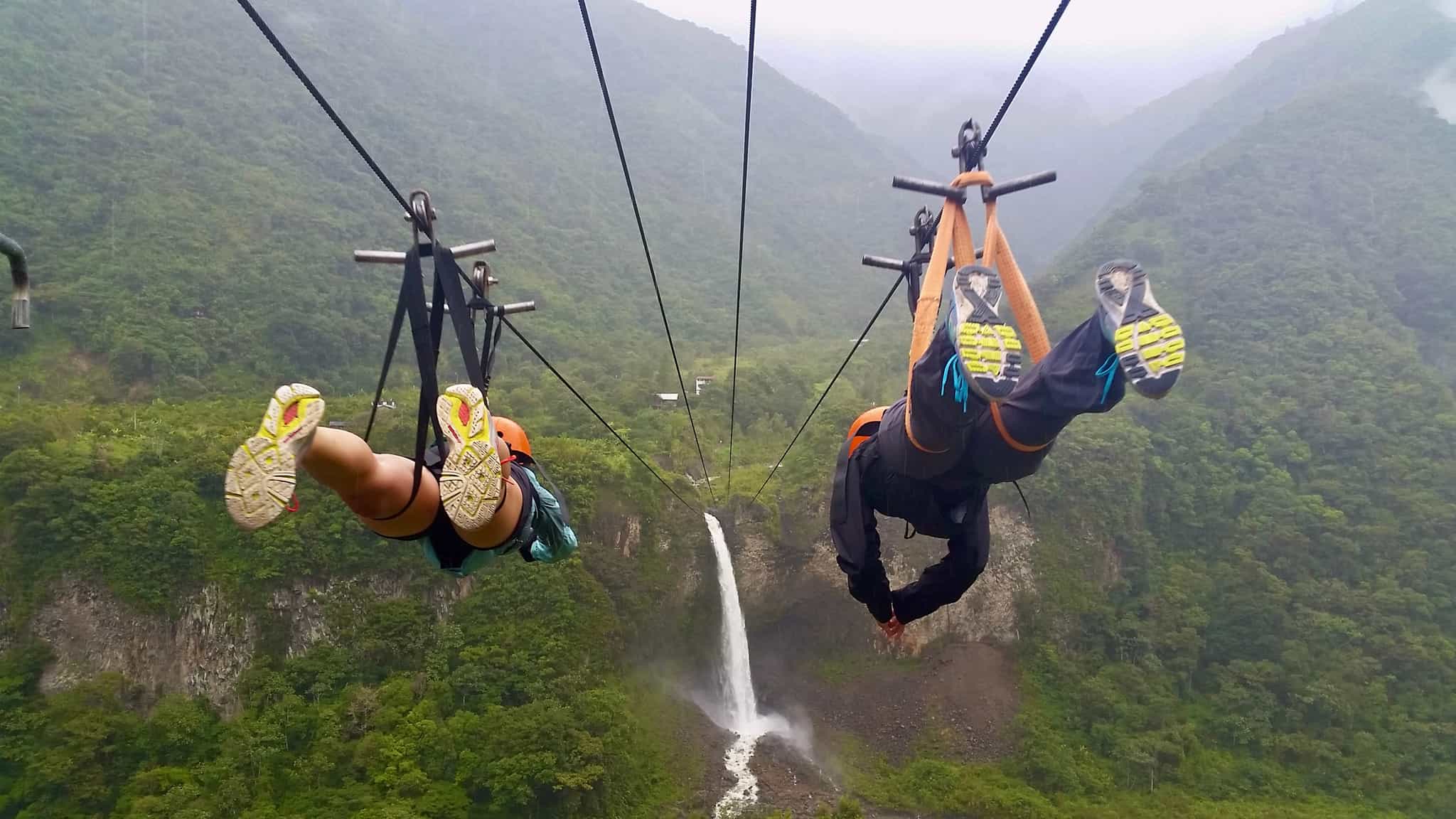 Zip lining in Banos, Ecuador.