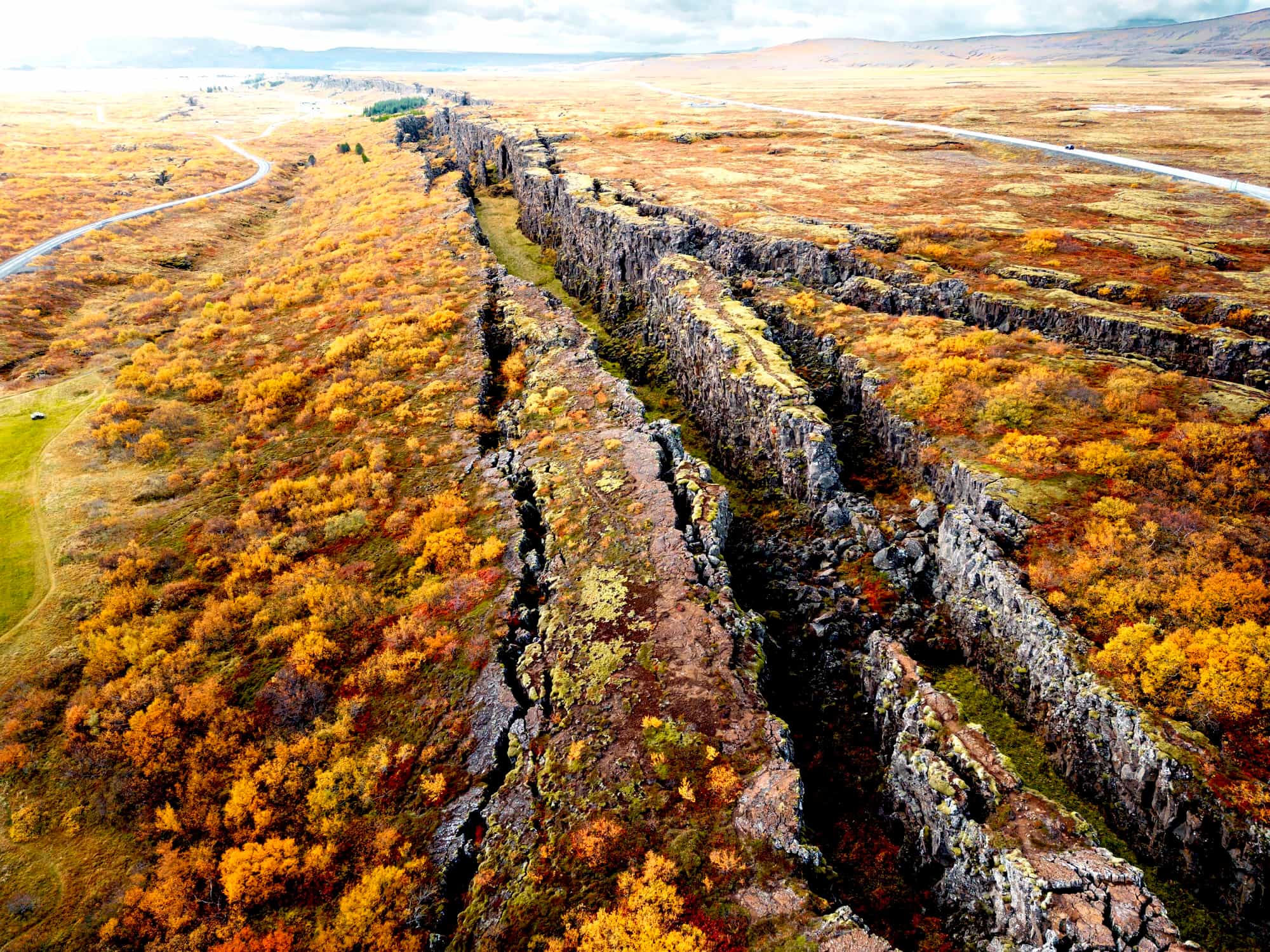 Fissure between the two tectonic plates in Iceland at Thingvellir
