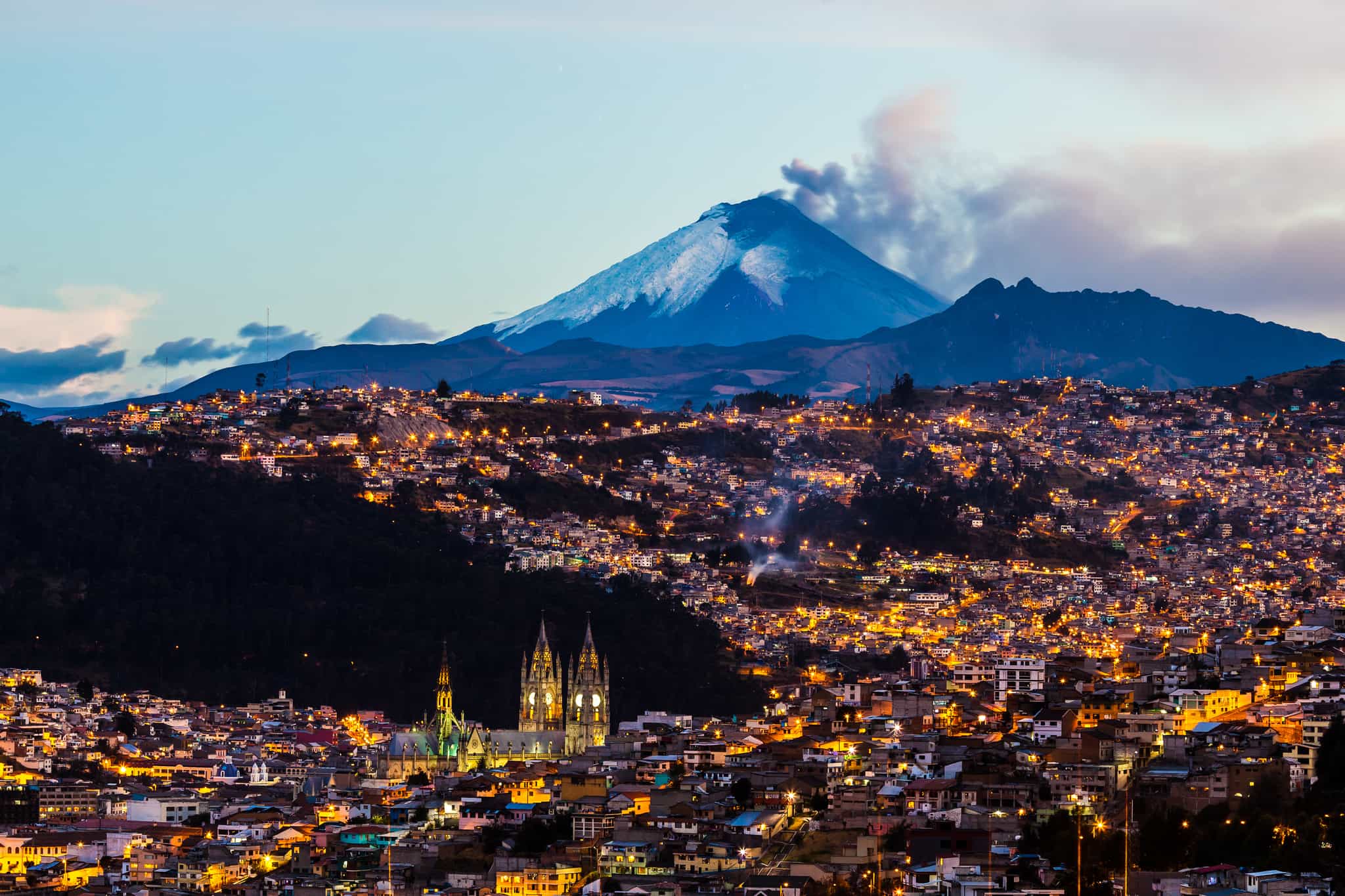 Quito city at night, Ecuador.