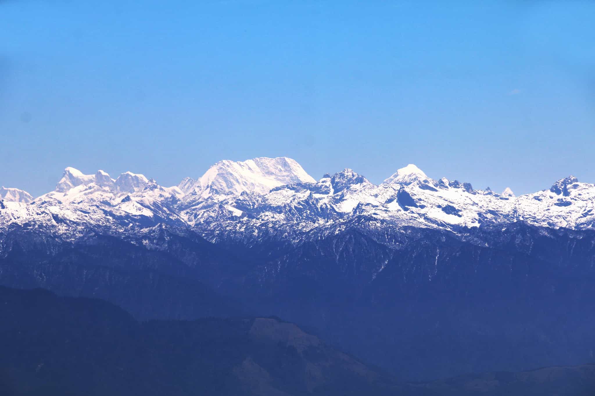 Panorama of the Himalayas in Bhutan, including Gangkhar Puensum - the highest unclimbed mountain in the world.