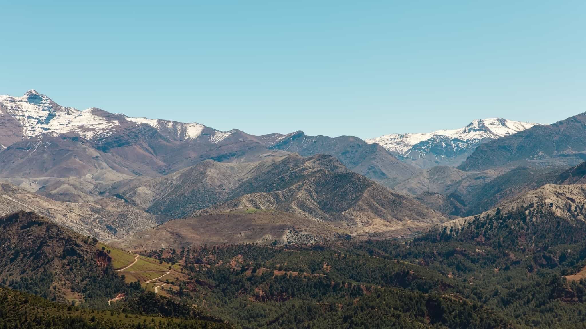 A view of the Atlas Mountains in Morocco.