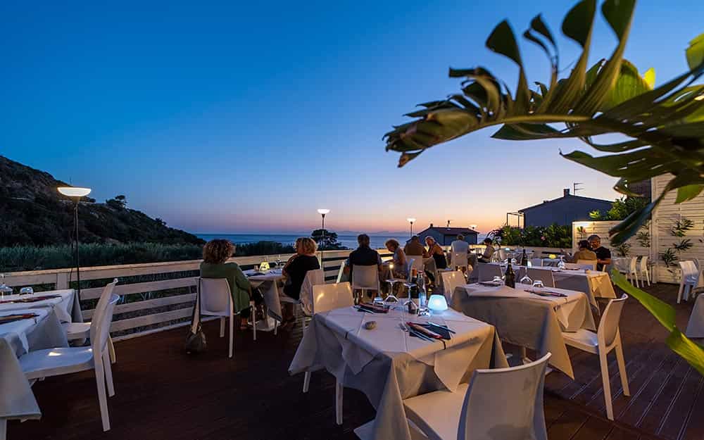 The terrace in the evening at Hotel Ogliera Pomonte, Elba