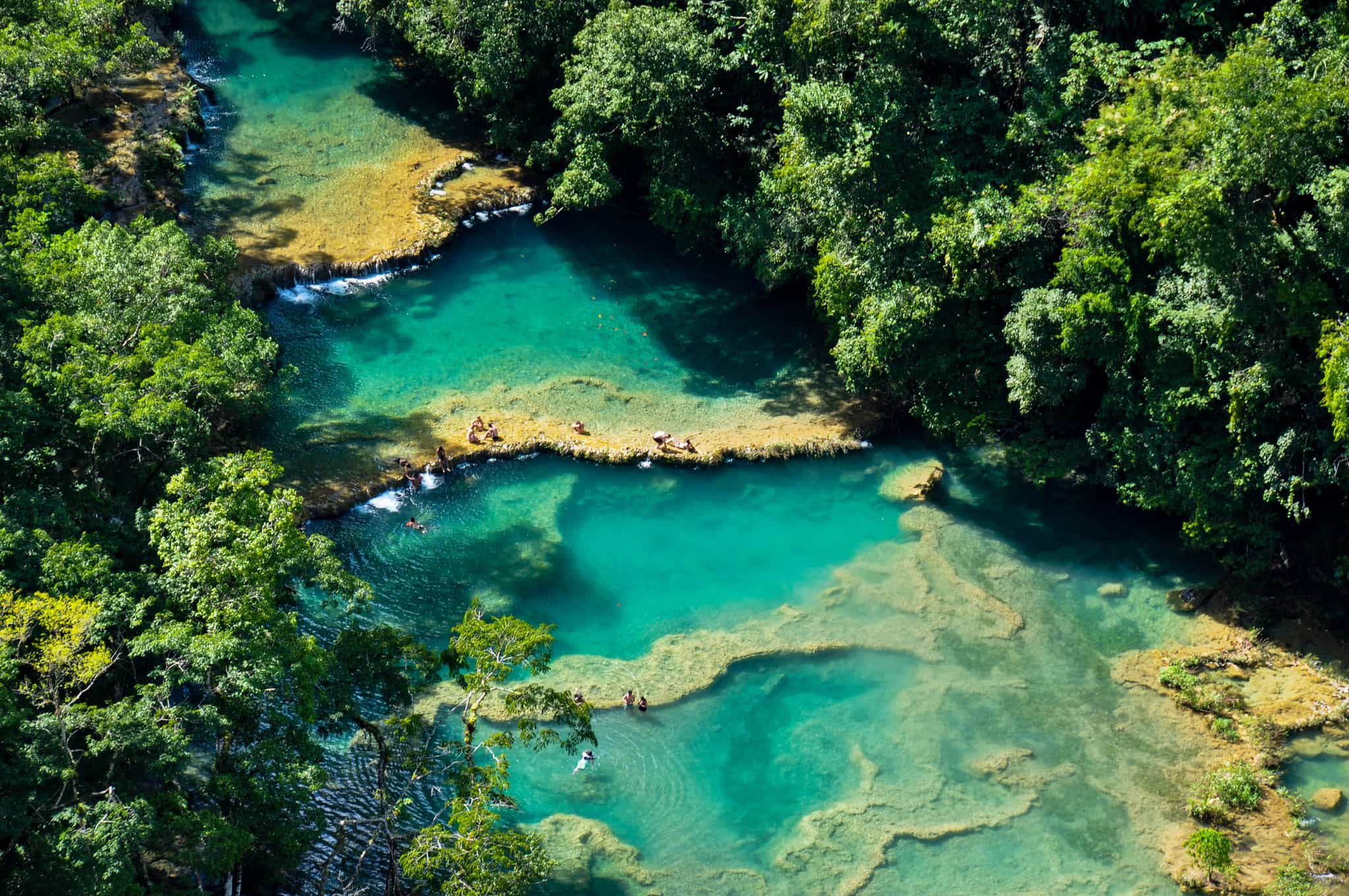 Wild swimming at Semuc Champey in Guatemala