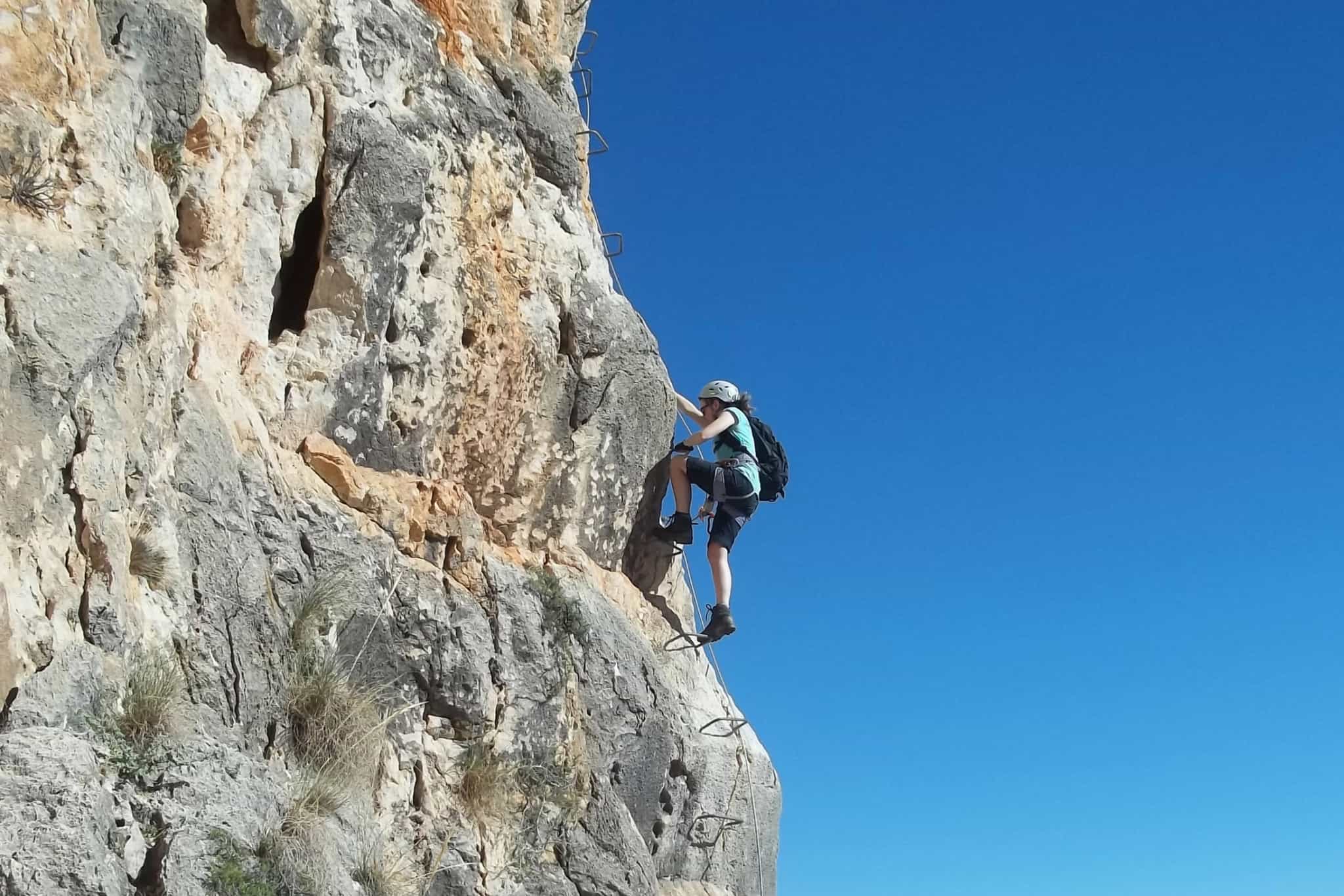 Via Ferrata in the Aitana massif, Spain.
