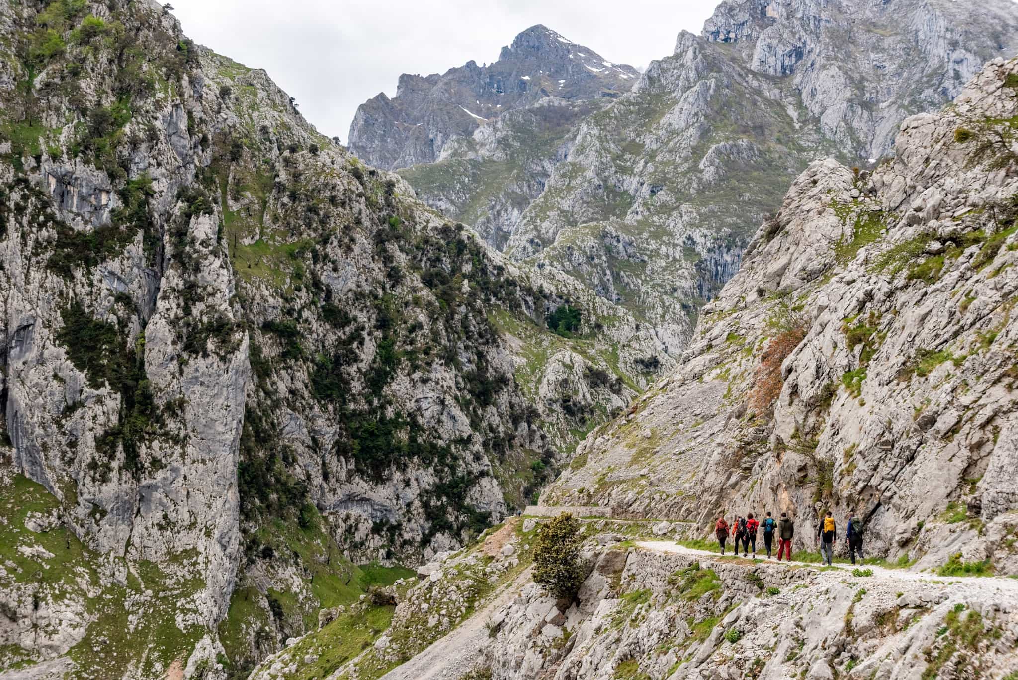 Hikers on the Cares Gorge Path, Spain.